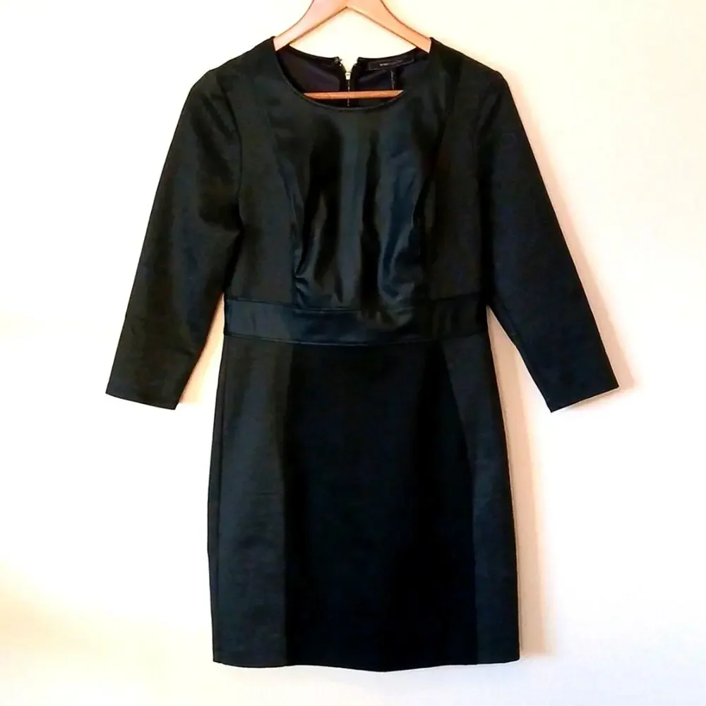 BCBGMAXAZRIA charcoal faux leather combo dress
